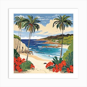 Tropical Beach Scene Art Print