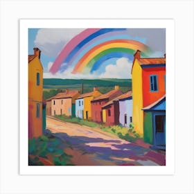 Spectral Echoes: A rainbow's embrace in abandonment 1 Art Print