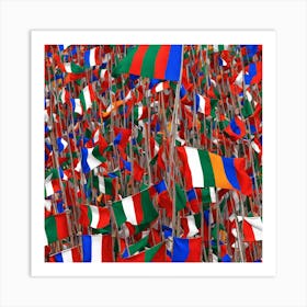 Flags Waving In The Wind Art Print