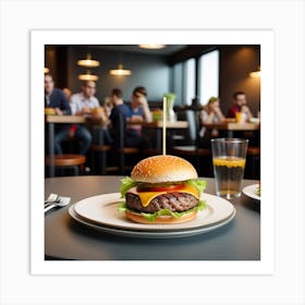 Hamburger In A Restaurant 2 Art Print