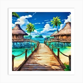 Huts On The Beach Art Print