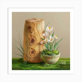 Crocuses In A Pot Art Print