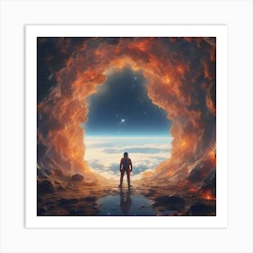 Space Man Standing In A Cave Art Print