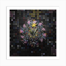 Vintage Tulipa Celsiana Flower Wreath on Dot Bokeh Pattern n.0003 Art Print