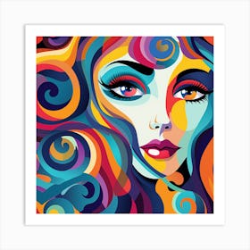 Colorful Face Of A Woman 1 Art Print