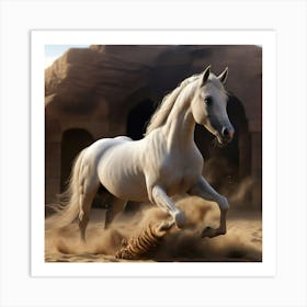 White Horse In The Desert Art Print