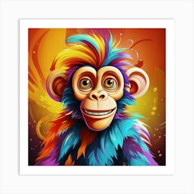 Monkey With Colorful Hair Art Print