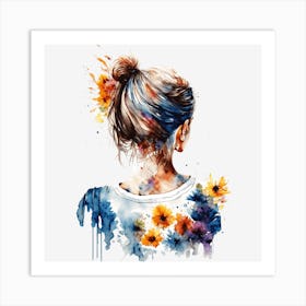 Girl With Flowers Art Print