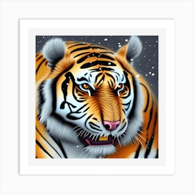 Tiger In Snow Art Print