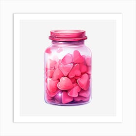 Pink Hearts In A Jar 20 Art Print