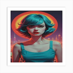 Girl With Blue Hair 1 Art Print