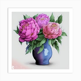 Peonies In A Vase Art Print