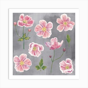 Pink Japanese Anemone Flowers Art Print