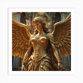 Angel With Golden Wings Art Print