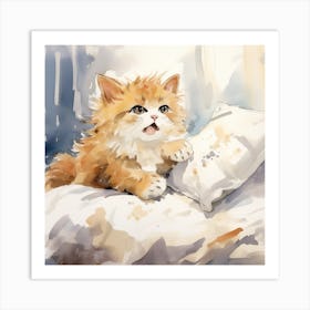 Watercolor Kitten Painting Art Print