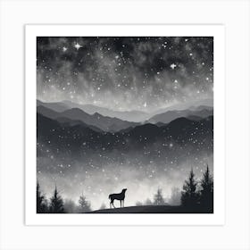 Horse In The Night Sky Art Print