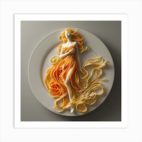 Woman Made Of Pasta Art Print