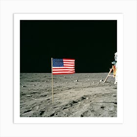 American Flag On The Moon Art Print