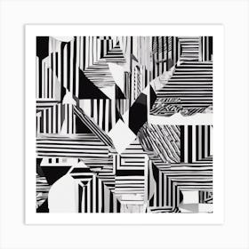 Abstract Geometric Patterns In Monochrome 7 Art Print