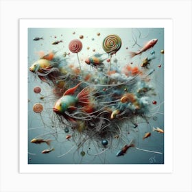 Floating Fish And Lollypops #3 Art Print
