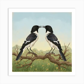 Magpies In Love Art Print