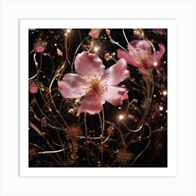 Pink Flower With Stars Art Print