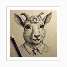 Goat In A Suit 1 Art Print