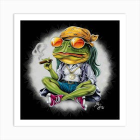 Captivating Airbrushed Comic Tattoo Frog Art Print