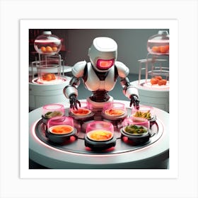 Robot Serving Food Art Print