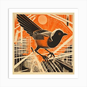 Retro Bird Lithograph House Sparrow 1 Art Print