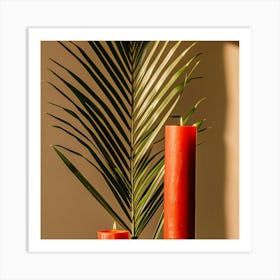 Red Candles And Palm Tree Art Print