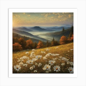 Appalachian Mountains Nature, Autumn Antique Oil Colors.6 Art Print