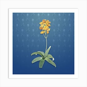 Vintage Sun Star Botanical on Bahama Blue Pattern Art Print