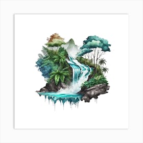 Waterfall In The Jungle 5 Art Print