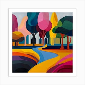 Abstract Park Collection El Retiro Park Madrid Spain 1 Art Print