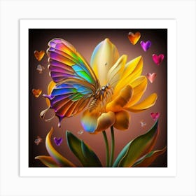 Butterfly With Hearts Art Print