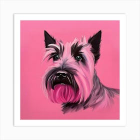 Pink Scottie Dog Art Print