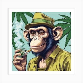 Chimpanzee Smoking A Cigarette 2 Art Print