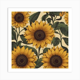 Default Default Retro Vintage Sunflower For Defferent Seasons 0 (2) Art Print