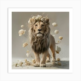 Lion With Flowers 2 Art Print