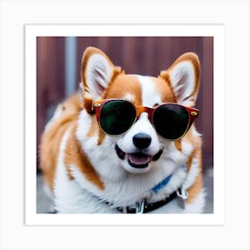 Corgi Wearing Sunglasses 7 Art Print