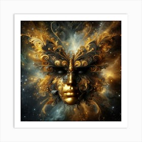 Golden Butterfly Mask Art Print