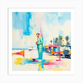 Man On The Beach Art Print