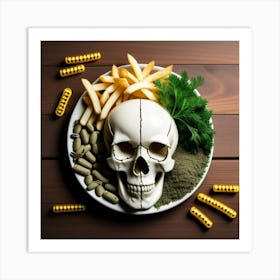 Skull On A Plate Art Print