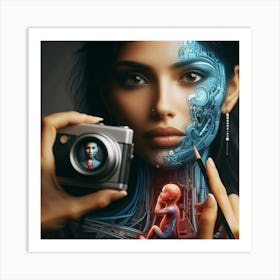 Portrait Of A Woman With A Camera Art Print