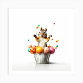 Squirrel In A Cupcake Art Print