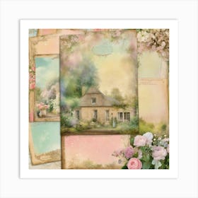 Shabby Chic Dreamy Mist Pastel Junk Journals Jane (4) Art Print