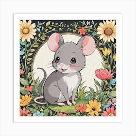 Mouse In Flowers Art Print