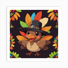 Leonardo Anime Xl A Cartoon Turkey Is Adorned With A Black Pil 1 Art Print