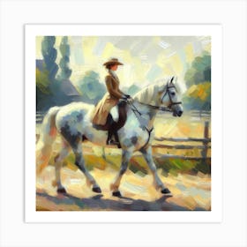 Woman Riding A Horse 1 Art Print